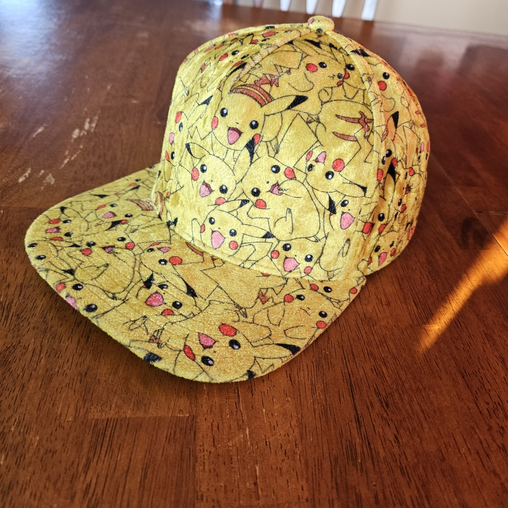 Pickachu Pokemon  Hat Cap Flat Brim  Style  Yellow Nintendo 2016 adult osfm